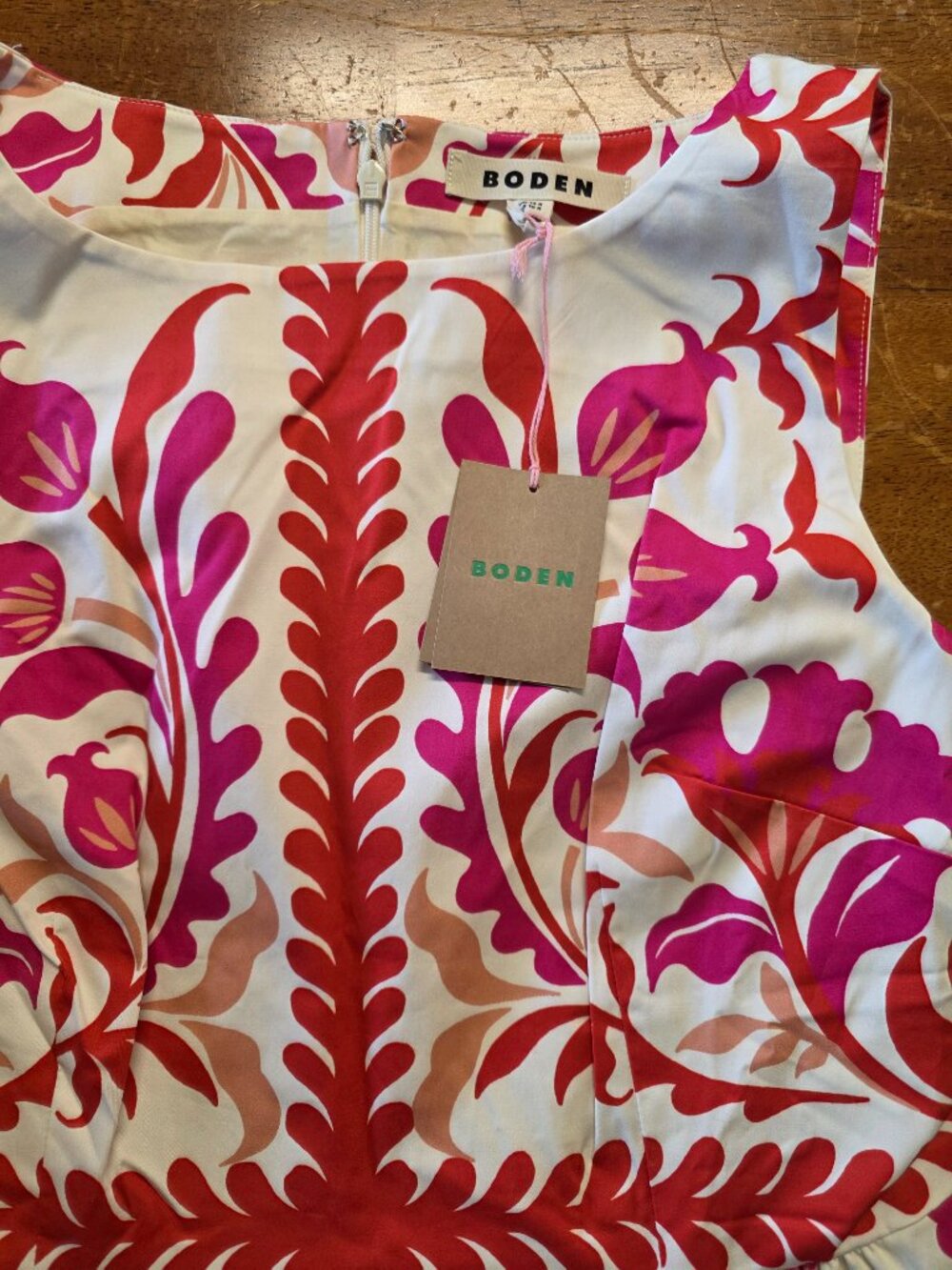 Boden Fit and Flare Maxi-Midi Hybrid Red and Purple Symmetrical Floral 10R - Picture 12 of 13